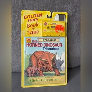 Vintage 1989 Golden Book The Horned Dinosaur Triceratops With Cassette Sealed